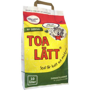 Kattsand i form av pappersströ från Toa-Lätt.